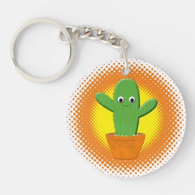 Cute Cartoon Cactus Key Ring (Front)