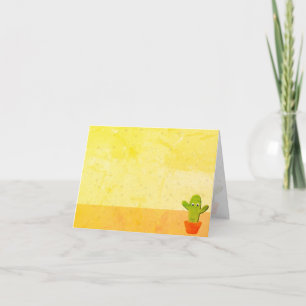 Cute Cartoon Cactus Painting Blank Note Card