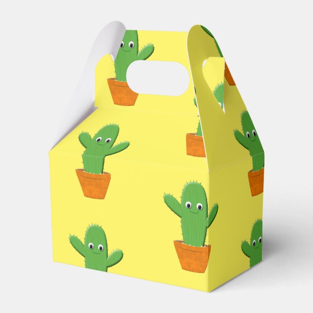 Cute Cartoon Cactus Pattern Favour Box (Front Side)