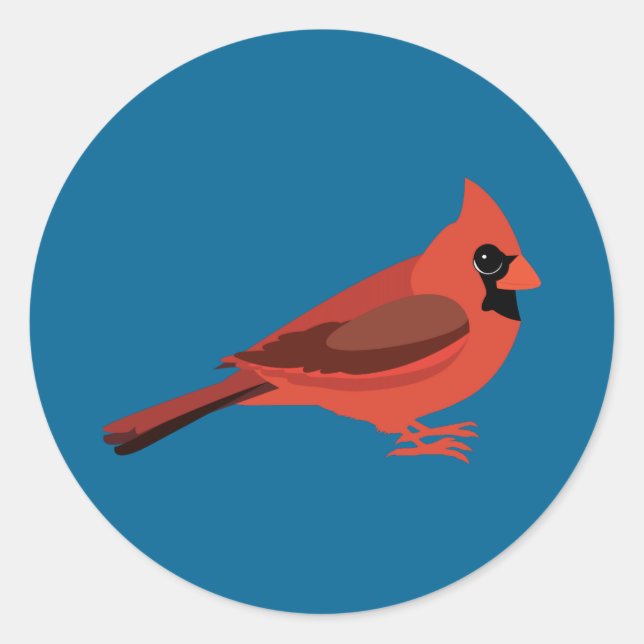 Cute Cartoon Cardinal Classic Round Sticker (Front)