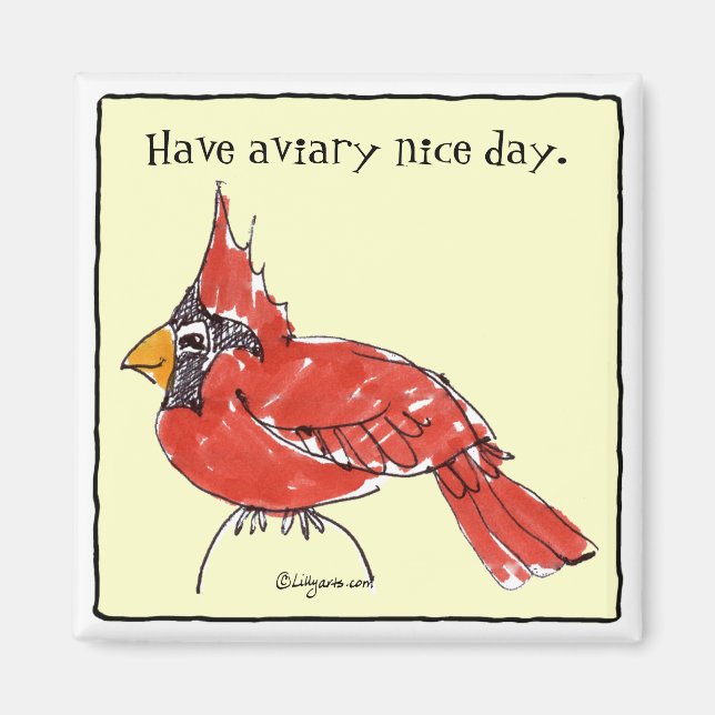 Cute Cartoon Cardinal Personalised Magnet (Front)