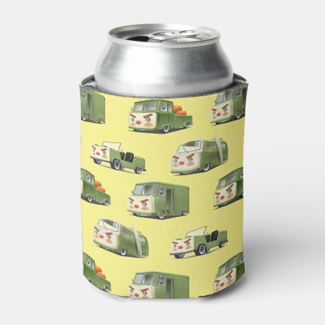 Cute Cartoon Cars Lineup Can Cooler (Can Front)