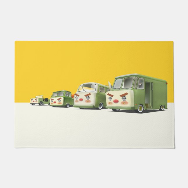 Cute Cartoon Cars Lineup Doormat (Front)