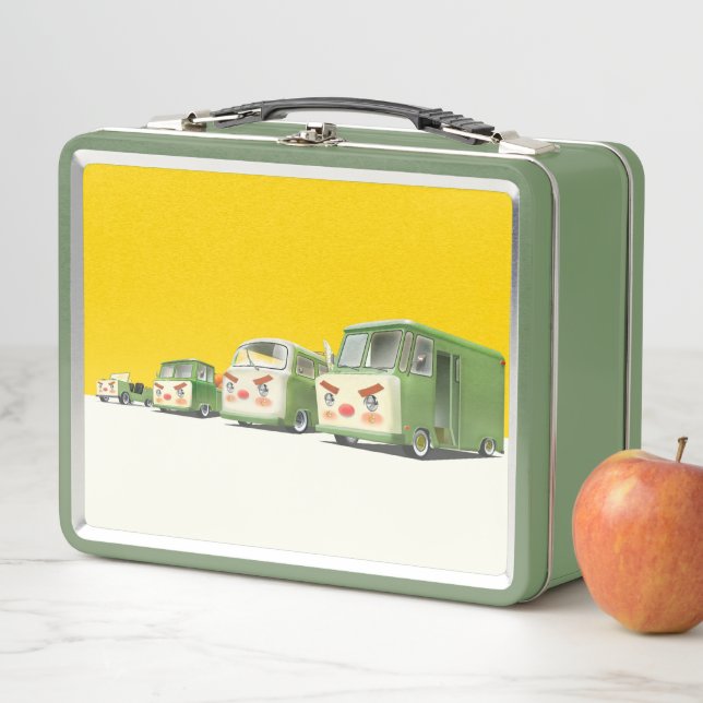 Cute Cartoon Cars Lineup Metal Lunch Box (In Situ)