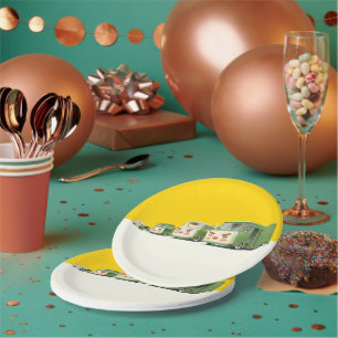 Cute Cartoon Cars Lineup Paper Plate