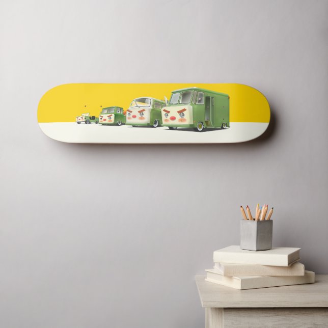 Cute Cartoon Cars Lineup Skateboard (Wall Art (Horz))