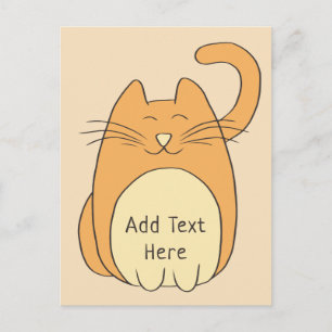 Cute Cartoon Cat Add Name Beige Holiday Postcard