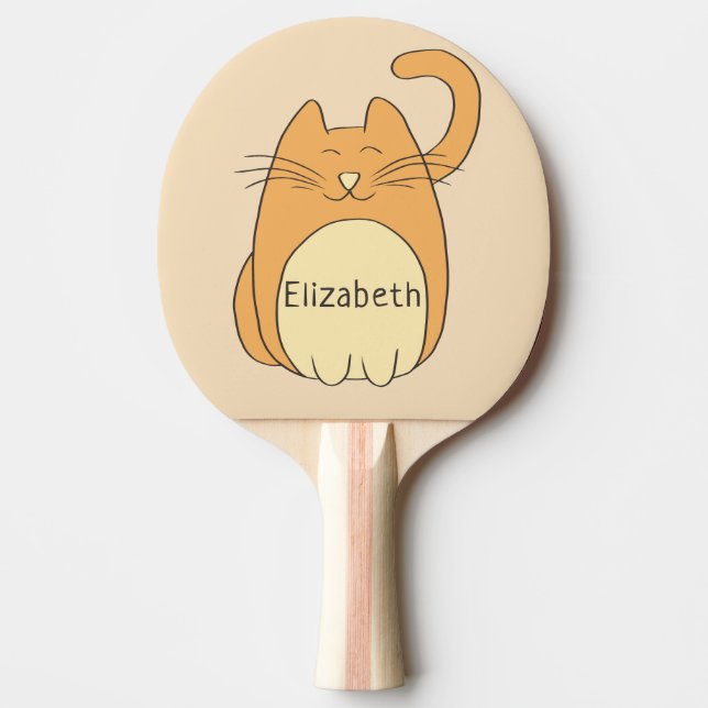 Cute Cartoon Cat Add Name Ping Pong Paddle (Front)