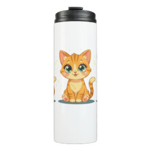 **Cute Cartoon Cat – Adorable Kitty Illustration** Thermal Tumbler