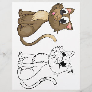 Cute Cartoon cat colouring page