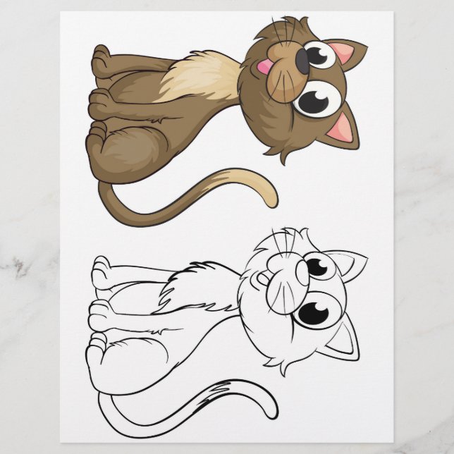 Cute Cartoon cat colouring page (Front)