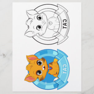 Cute Cartoon cat colouring page