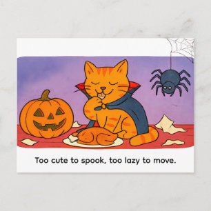 Cute Cartoon Cat Dressed as Little Vampire Postcard