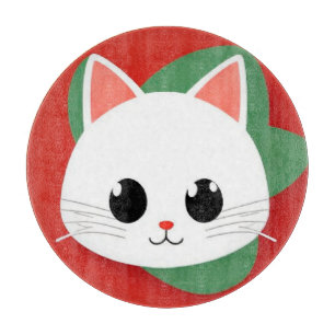 Cute Cartoon Cat Face With Bold Graphic Design Cutting Board