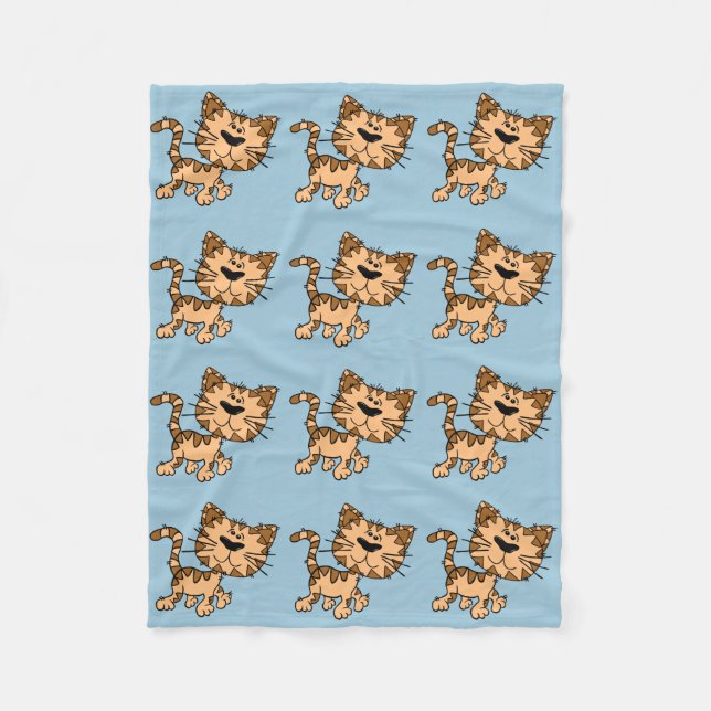 cute cartoon cat fleece blanket (Front)