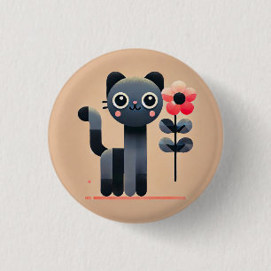 Cute Cartoon Cat Holding a Flower 3 Cm Round Badge