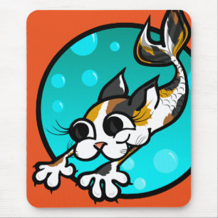 CUTE CARTOON CAT MERMAID MOUSE PAD