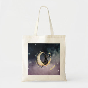 Cute Cartoon Cat on Moon Tote Bag