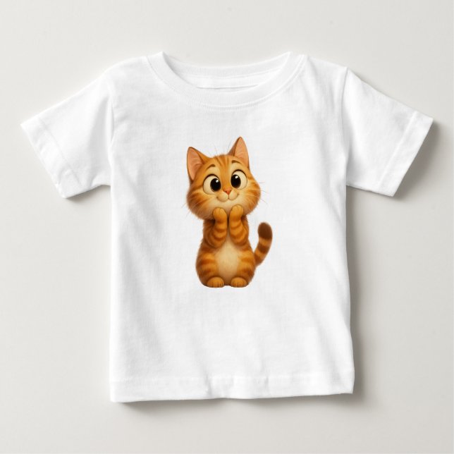 Cute Cartoon Cat,  Orange Tabby Cat Baby T-Shirt (Front)