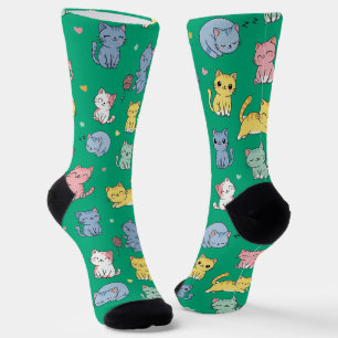 Cute Cartoon Cat Pattern Crew Socks