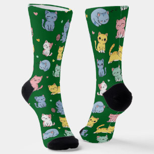 Cute Cartoon Cat Pattern Crew Socks