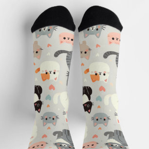 Cute Cartoon Cat Pattern Socks