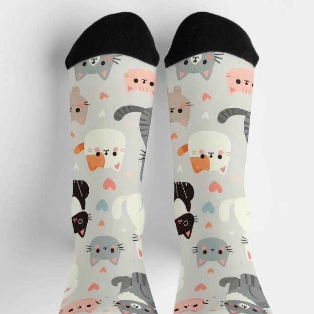 Cute Cartoon Cat Pattern Socks  (Top)