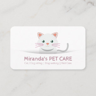 Cute Cartoon Cat Pet Care Pet Grooming Appointment Card
