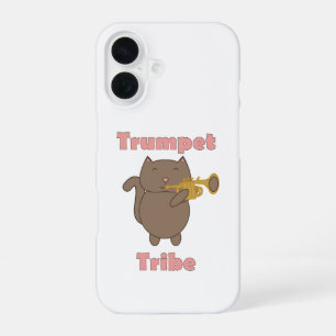 Cute Cartoon Cat Playing Trumpet Tribe Musical  iPhone 16 Case