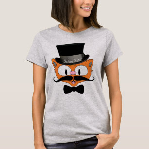 Cute Cartoon Cat Señor Gato Handlebar Moustache T-Shirt