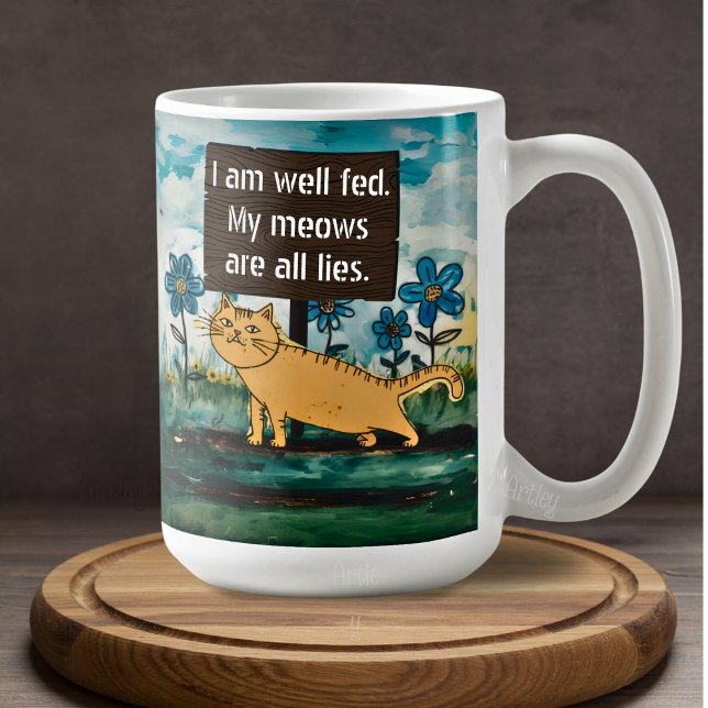 Cute Cartoon Cat Shame Sign Funny Phrase  Coffee Mug (Creator Uploaded)