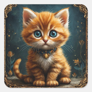 Cute cartoon cat square sticker