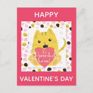 Cute Cartoon Cat Valentine's Day Postcard