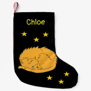 Cute Cartoon Cat with Stars Small Christmas Stocking