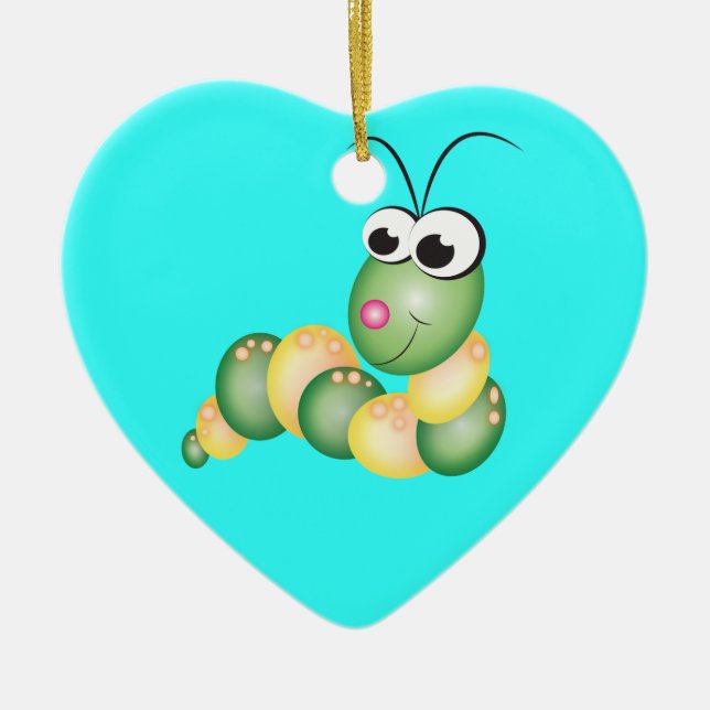 Cute Cartoon Caterpillar Ceramic Ornament (Front)