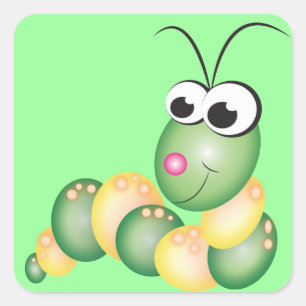 Cute Cartoon Caterpillar Square Sticker