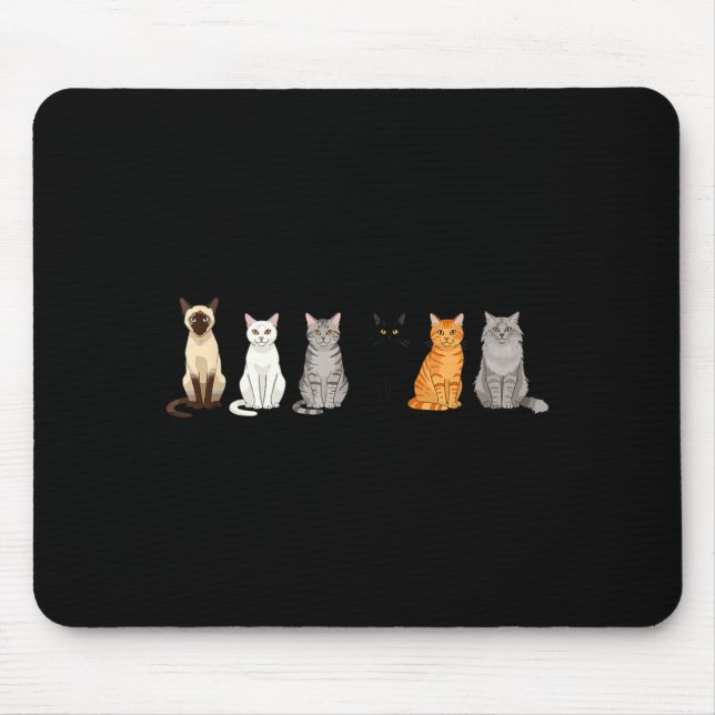 Cute Cartoon Cats For Cat Lovers Funny Cat Breed  Mouse Pad (Front)