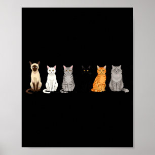 Cute Cartoon Cats For Cat Lovers Funny Cat Breed Poster