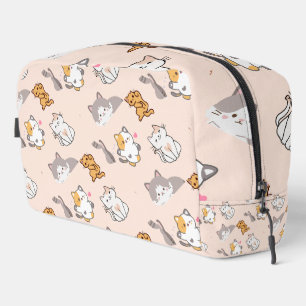 Cute Cartoon Cats Pattern Monogram Dopp Kit