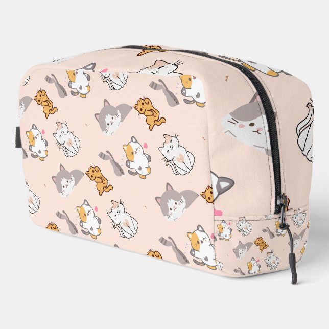 Cute Cartoon Cats Pattern Monogram Dopp Kit (Right Corner)