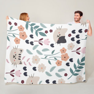 Cute cartoon Cats Seamless Pattern Fleece Blanket