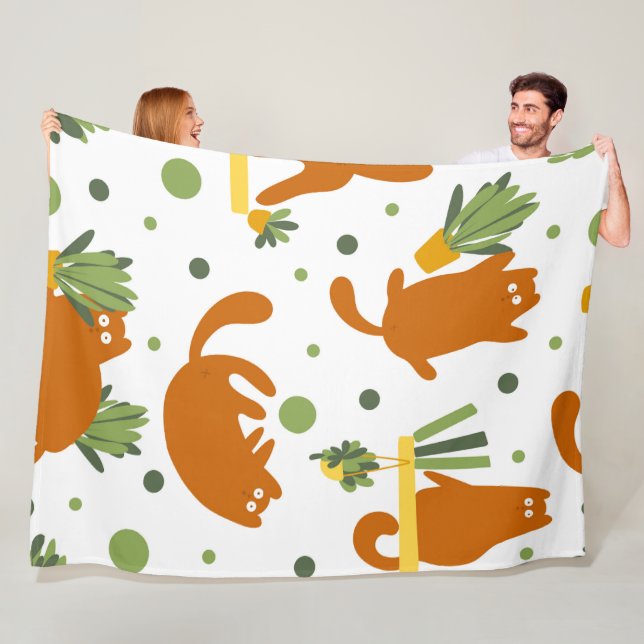 Cute cartoon Cats Seamless Pattern Fleece Blanket (In Situ)