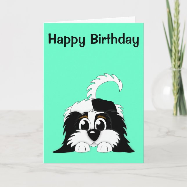 Cute Cartoon Cavachon Card (Front)