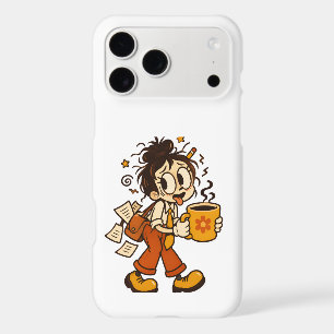 Cute Cartoon Character Coffee & Work iPhone Case