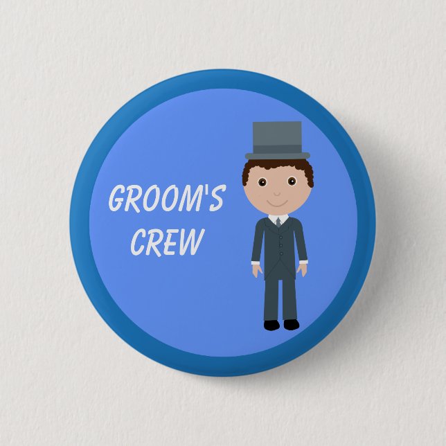 Cute Cartoon Character Groom's Crew Bachelor Party 6 Cm Round Badge (Front)