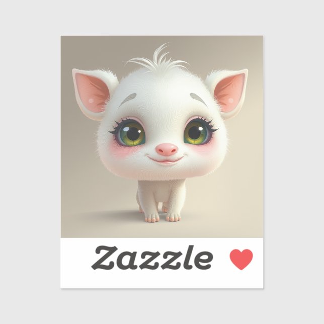 Cute cartoon character of a white kitten with big  (Sheet)