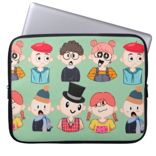 Cute Cartoon Characters Laptop Sleeve, Quirky Fac Sleeve