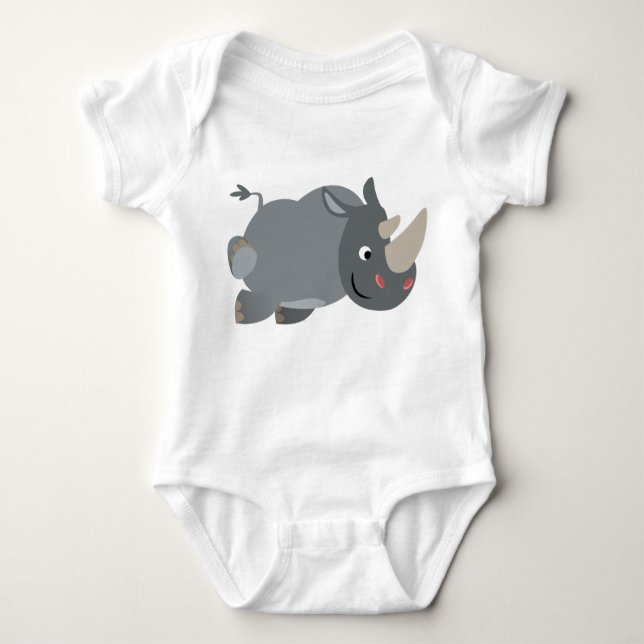 Cute Cartoon Charging Rhino Baby Apparel Baby Bodysuit (Front)
