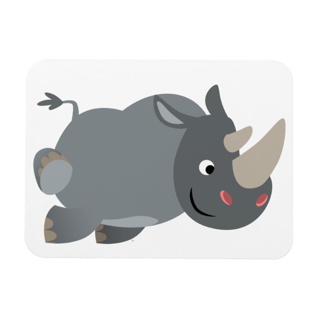 Cute Cartoon Charging Rhino Flexible Magnet (Horizontal)