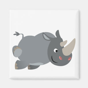 Cute Cartoon Charging Rhino Magnet